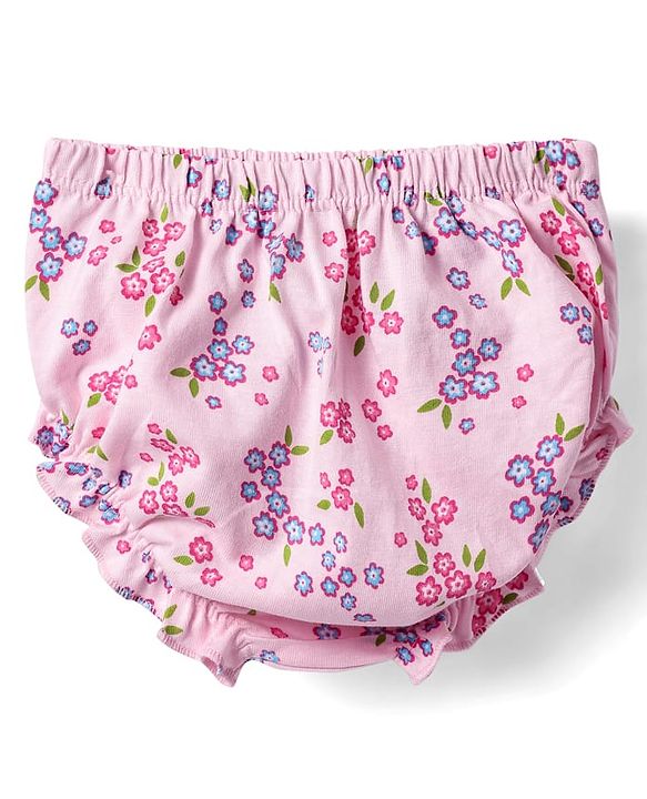 Babyhug 100% Cotton Single Jersey Knit Half Sleeves Floral Printed Frock with Bloomer & Bow Applique - Pink