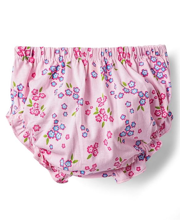 Babyhug 100% Cotton Single Jersey Knit Half Sleeves Floral Printed Frock with Bloomer & Bow Applique - Pink