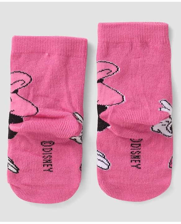 Cute Walk By Babyhug Disney Ankle Length Anti-Bacterial Socks  With Minnie Mouse Graphics Pack Of 3 - Pink & White