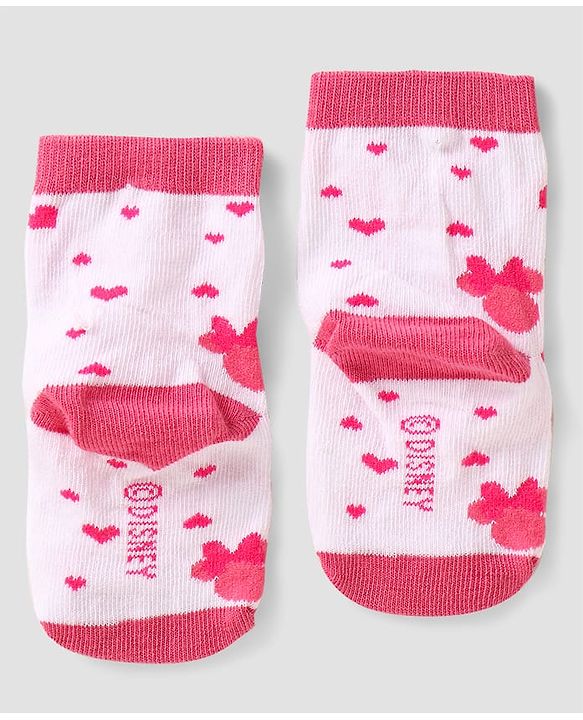 Cute Walk By Babyhug Disney Ankle Length Anti-Bacterial Socks  With Minnie Mouse Graphics Pack Of 3 - Pink & White