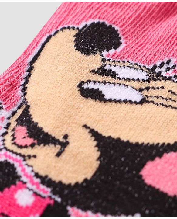 Cute Walk By Babyhug Disney Ankle Length Anti-Bacterial Socks  With Minnie Mouse Graphics Pack Of 3 - Pink & White