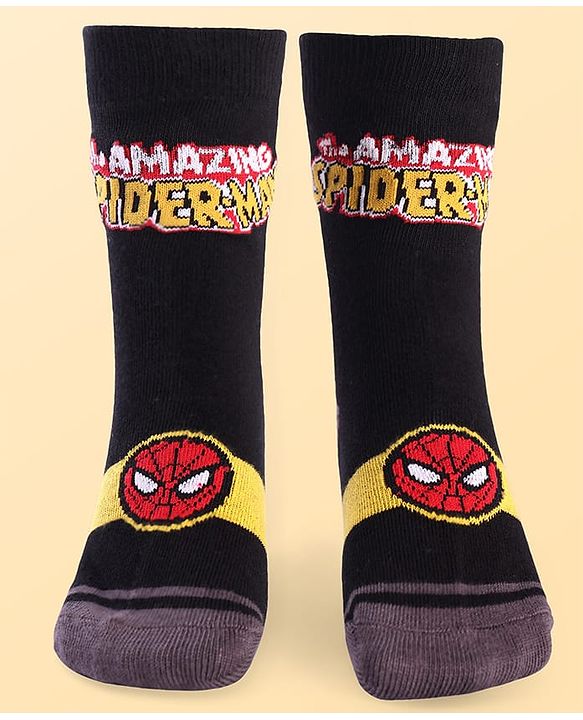 Pine Kids Marvel Ankle Length Anti-Bacterial Socks With Avengers Graphics Pack Of 3 - Blue Black & White