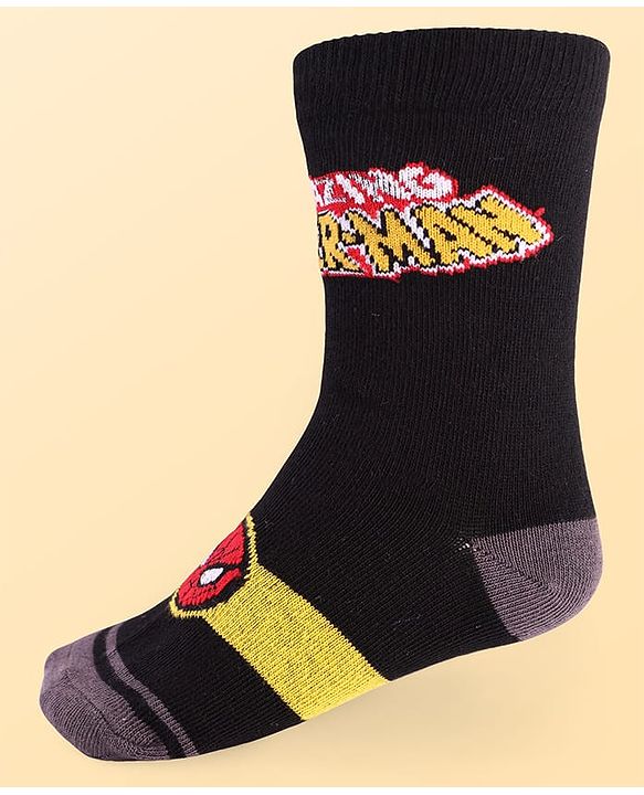 Pine Kids Marvel Ankle Length Anti-Bacterial Socks With Avengers Graphics Pack Of 3 - Blue Black & White