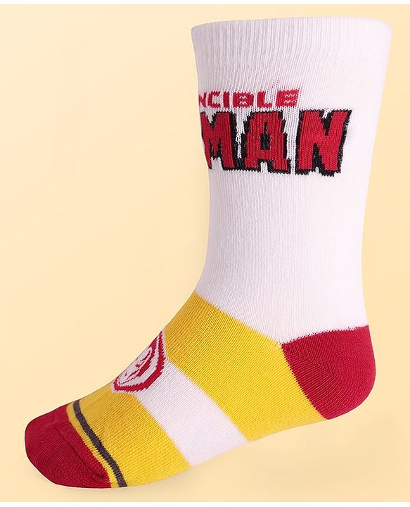 Pine Kids Marvel Ankle Length Anti-Bacterial Socks With Avengers Graphics Pack Of 3 - Blue Black & White