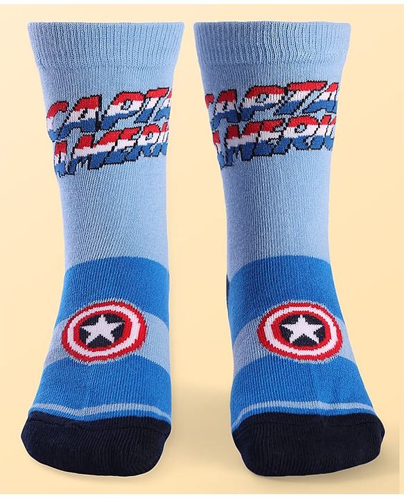 Pine Kids Marvel Ankle Length Anti-Bacterial Socks With Avengers Graphics Pack Of 3 - Blue Black & White