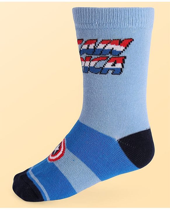 Pine Kids Marvel Ankle Length Anti-Bacterial Socks With Avengers Graphics Pack Of 3 - Blue Black & White
