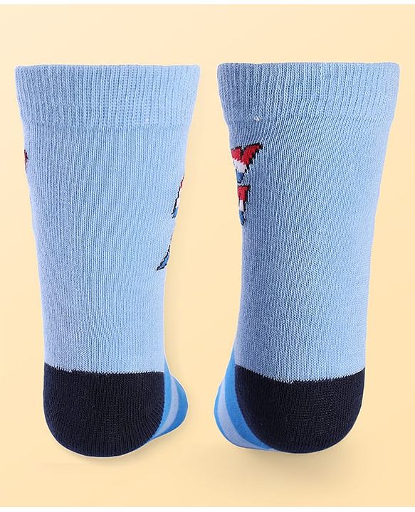 Pine Kids Marvel Ankle Length Anti-Bacterial Socks With Avengers Graphics Pack Of 3 - Blue Black & White