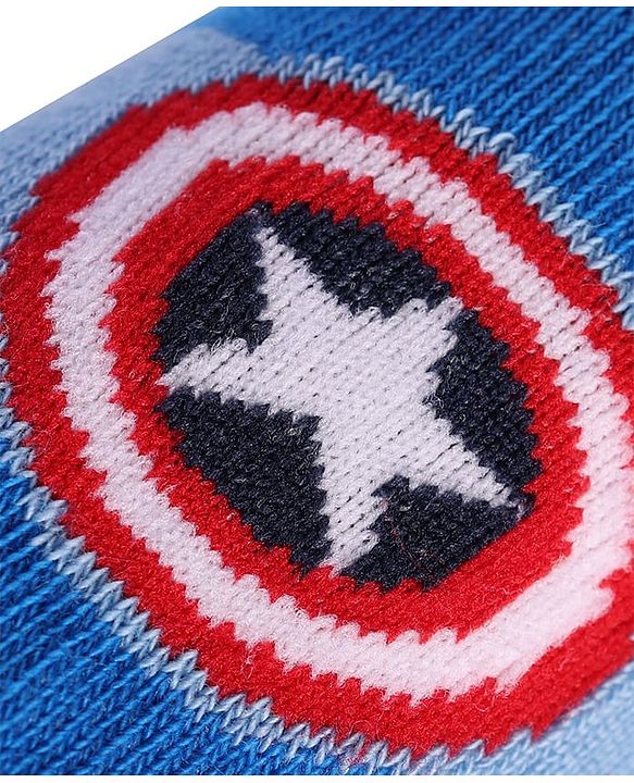 Pine Kids Marvel Ankle Length Anti-Bacterial Socks With Avengers Graphics Pack Of 3 - Blue Black & White