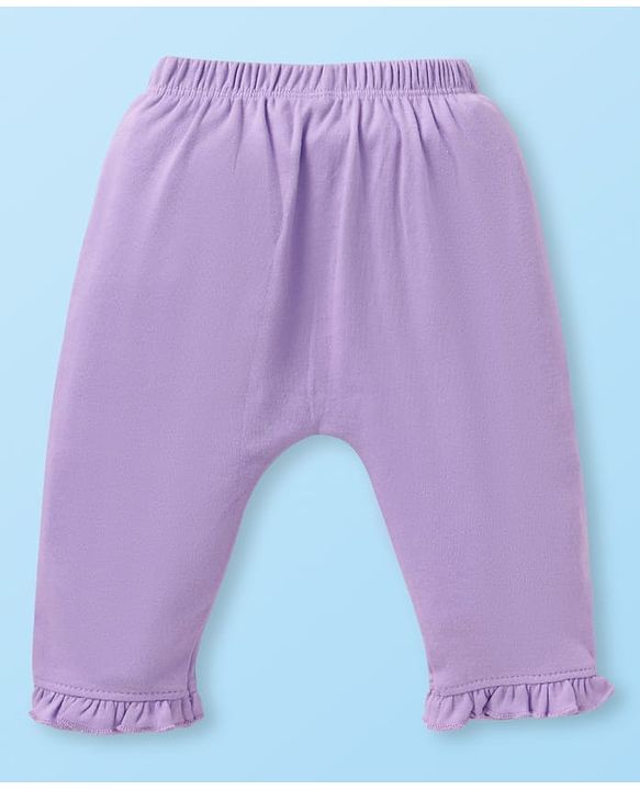 Babyhug Disney Interlock Knit Full Length Diaper Leggings With Minnie Mouse Graphics & Bow Detailing Pack Of 3 - Purple Pink & White