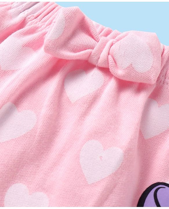 Babyhug Disney Interlock Knit Full Length Diaper Leggings With Minnie Mouse Graphics & Bow Detailing Pack Of 3 - Purple Pink & White
