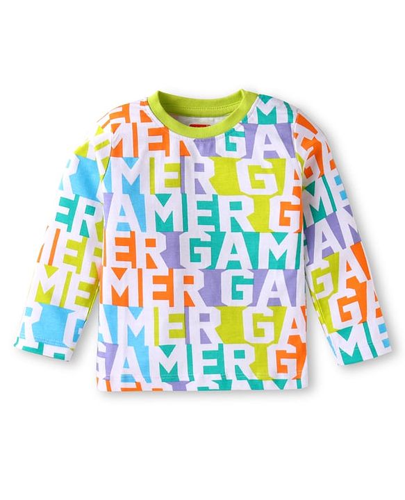 Babyhug Cotton Knit Full Sleeves Night Suit with Text Print - Light Green