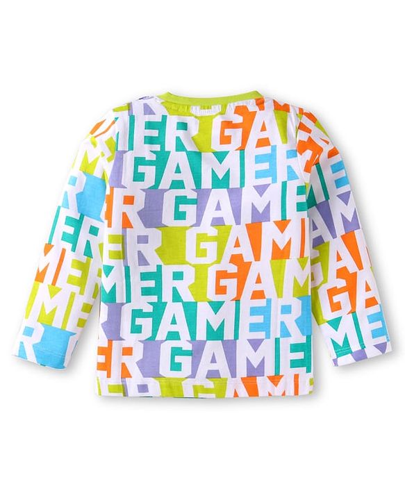 Babyhug Cotton Knit Full Sleeves Night Suit with Text Print - Light Green