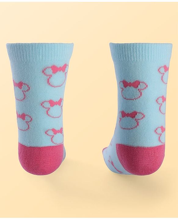 Pine Kids Disney Ankle Length Anti-Bacterial Socks With Minnie Mouse Graphics Pack Of 3 - Pink White & Light Blue
