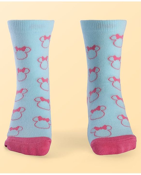 Pine Kids Disney Ankle Length Anti-Bacterial Socks With Minnie Mouse Graphics Pack Of 3 - Pink White & Light Blue