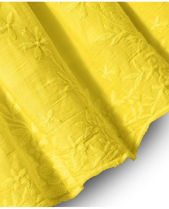 Pine Kids Cotton Woven Sleeveless Frock with Floral Embroidery & Smocked Detailing - Yellow