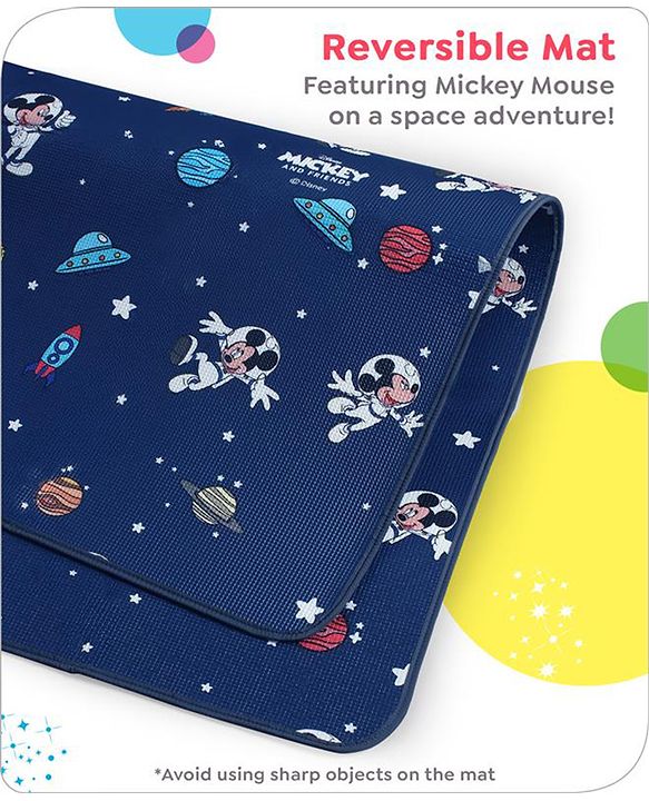 Babyhug Disney Premium Reversible Foldable Waterproof Floor mat- 6ftx4ft|Thickness 8mm|Space Theme|Colorful|Learn and Play Mat|Soft Foam|Baby Massage| Carry Bag|BIS Certified