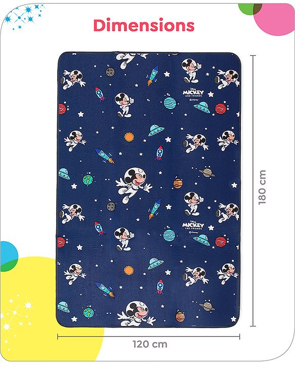 Babyhug Disney Premium Reversible Foldable Waterproof Floor mat- 6ftx4ft|Thickness 8mm|Space Theme|Colorful|Learn and Play Mat|Soft Foam|Baby Massage| Carry Bag|BIS Certified