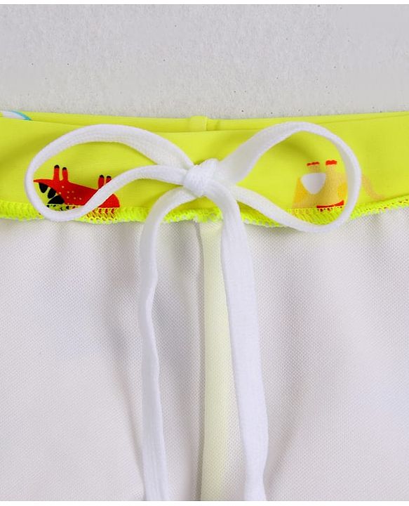 Babyhug Swimming Trunk With Dino Print & Swimming Cap - Yellow