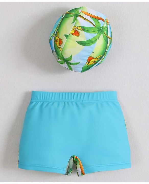 Babyhug Swimming Trunks & Cap with Dino Print - Green
