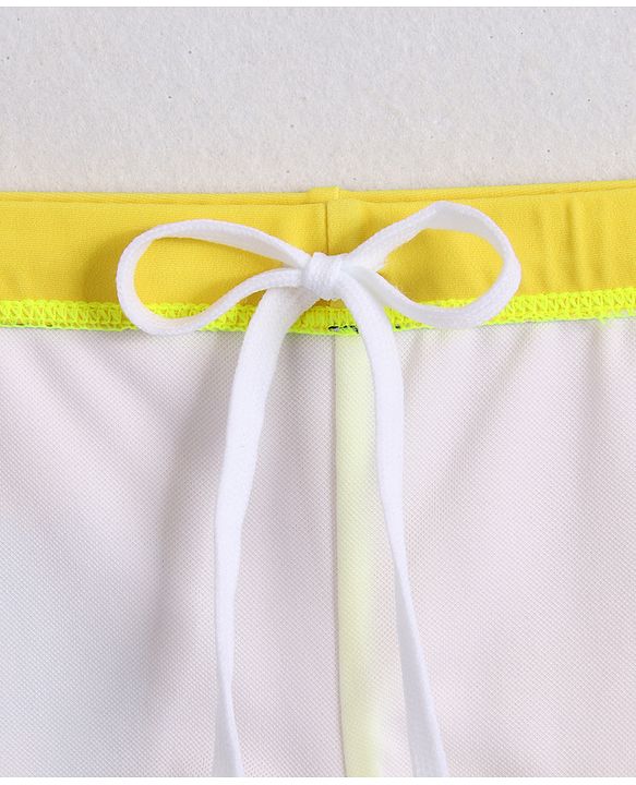 Babyhug Half Raglan Sleeves Two Piece Swimsuit With Dino Print & Swimming Cap - Yellow