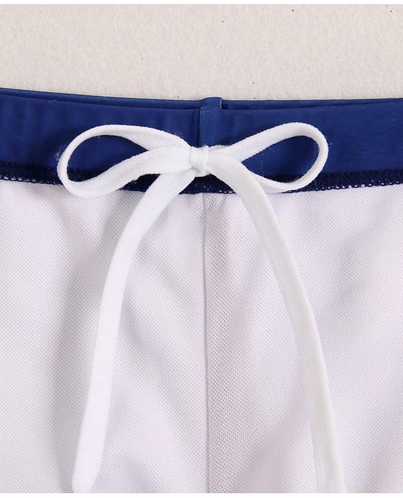 Pine Kids Half Raglan Sleeves Two Piece Swimsuit with Star Fish Print - Blue & White