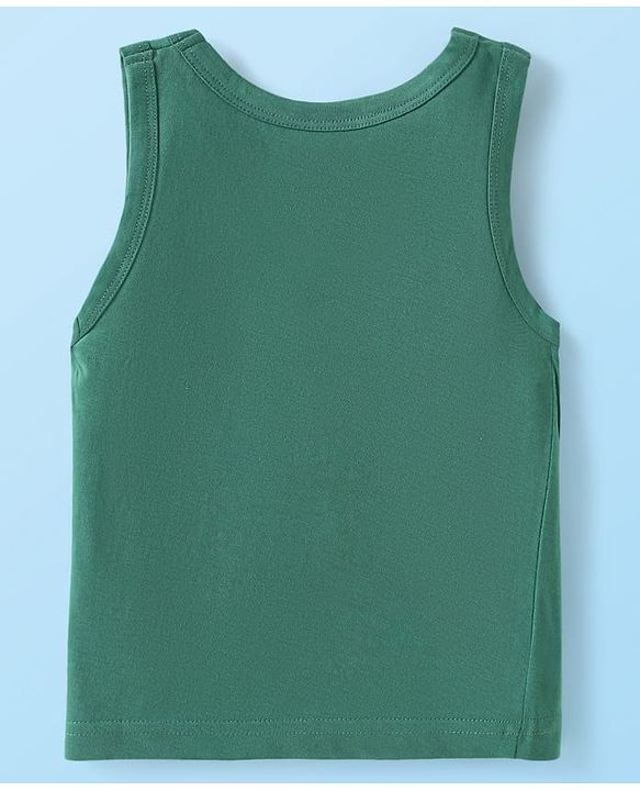 Babyhug Disney Interlock Knit Sleeveless Vests with Simba Graphics Pack of 3 - Green Navy Blue & White