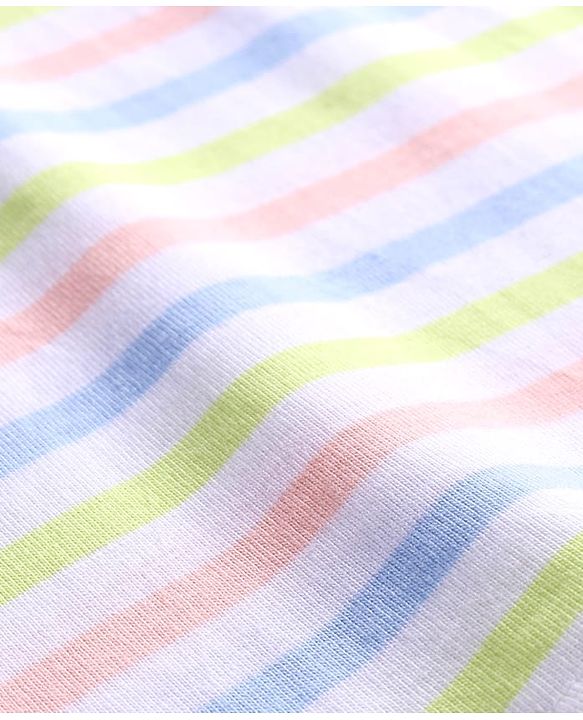 Babyhug Cotton Knit Half Sleeves T-Shirt with Stripes - White