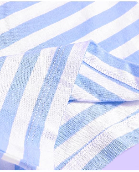 Babyhug Cotton Knit Half Sleeves T-Shirt with Stripes - White