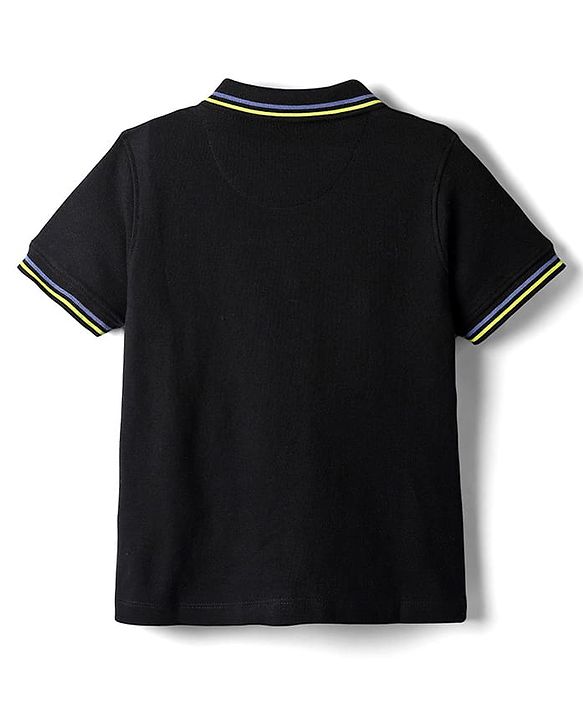 Pine Kids Knit Half Sleeves Shirt With Stripes - Black