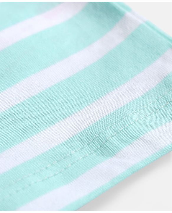 Babyhug 100% Cotton Knit Half Sleeves Striped T-Shirt - Light Blue