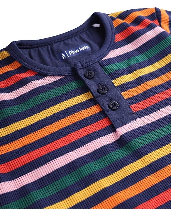 Pine Kids Knit Half Sleeves Striped T-Shirt - Multicolor