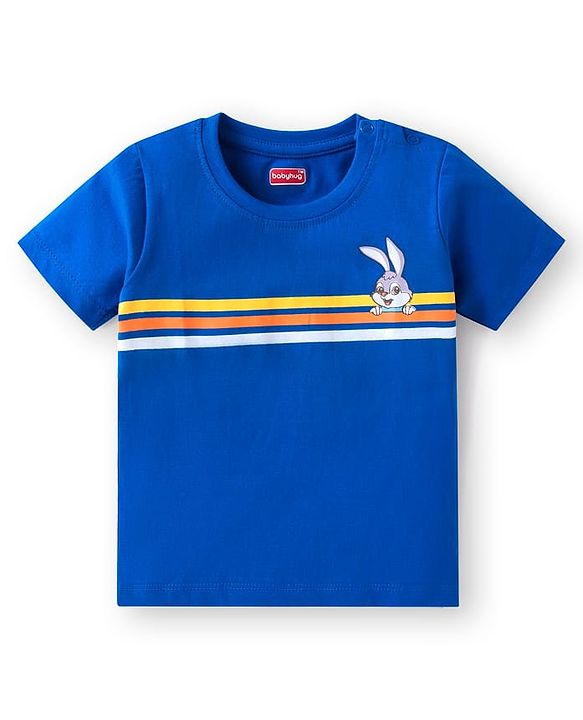 Babyhug Cotton Knit Half Sleeves T-Shirts With Animal & Text Print Pack Of 3 - Orange & Blue