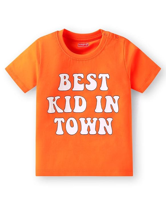 Babyhug Cotton Knit Half Sleeves T-Shirts With Animal & Text Print Pack Of 3 - Orange & Blue