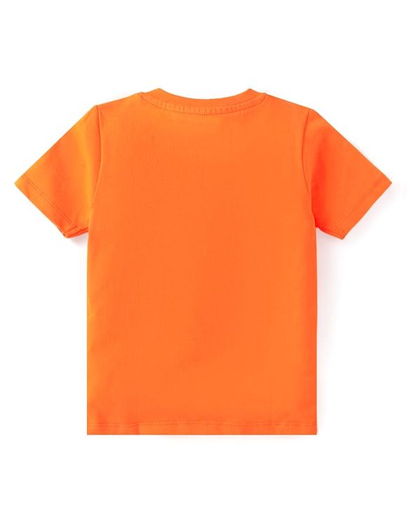 Babyhug Cotton Knit Half Sleeves T-Shirts With Animal & Text Print Pack Of 3 - Orange & Blue