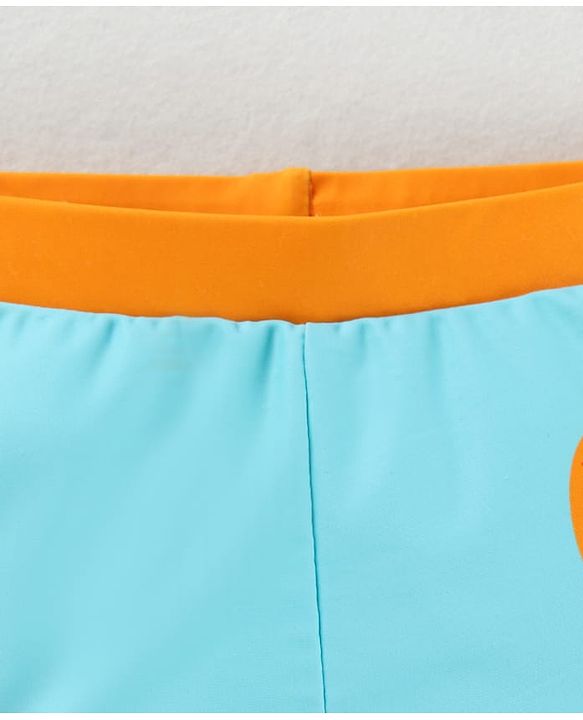 Babyhug Swimming Trunk & Cap with Dino Print - Blue