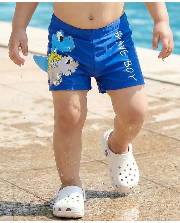 Babyhug Swimming Trunk with Dino Print - Blue
