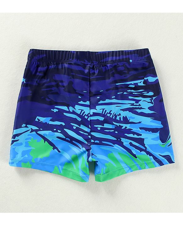 Pine Active Swimming Trunks with Text Print - Light & Navy Blue
