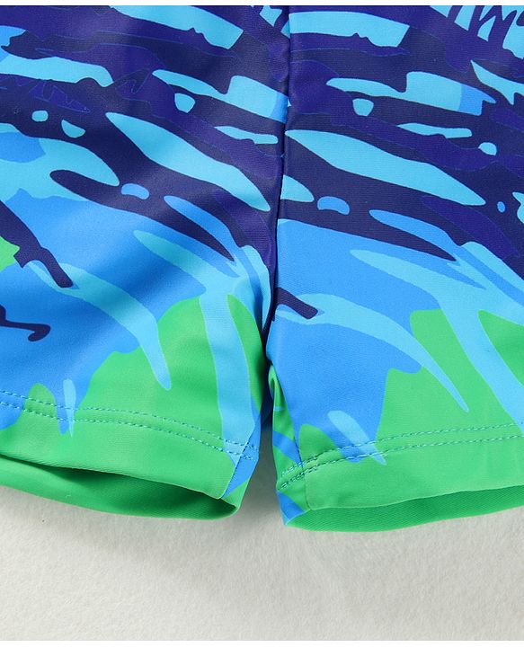 Pine Active Swimming Trunks with Text Print - Light & Navy Blue