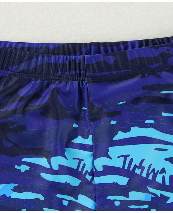 Pine Active Swimming Trunks with Text Print - Light & Navy Blue
