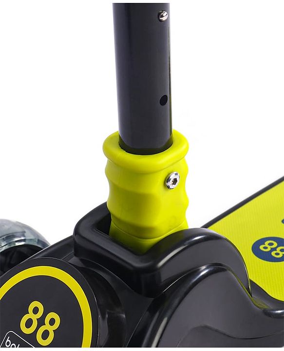 Babyhug 3 Wheel Yellow & Black Foldable Kids Scooter With LED Wheels & Music|4 Level Adjustable|Non-Slip Wide Deck| 50 Kg Capacity| Lean to Steer Mechanism| Foot Brake| Easy Fold Design | No Assembly