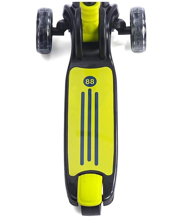Babyhug 3 Wheel Yellow & Black Foldable Kids Scooter With LED Wheels & Music|4 Level Adjustable|Non-Slip Wide Deck| 50 Kg Capacity| Lean to Steer Mechanism| Foot Brake| Easy Fold Design | No Assembly