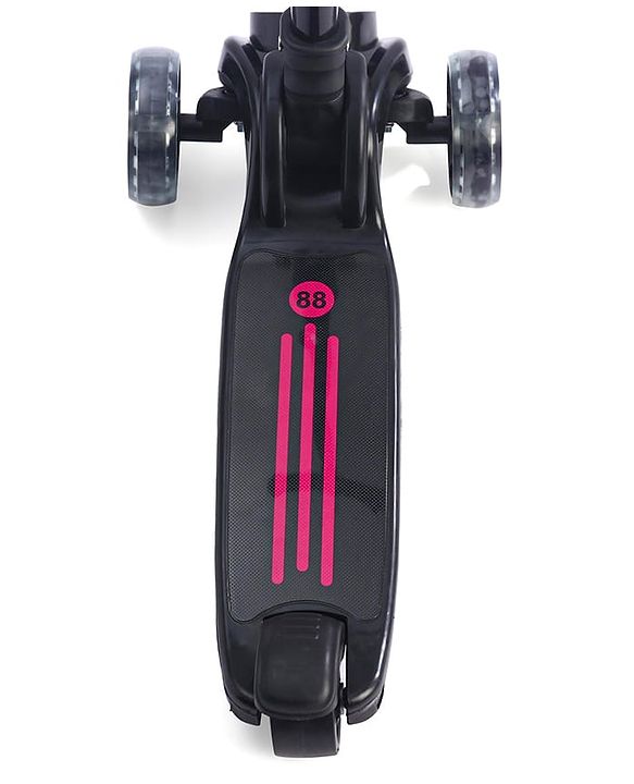 Babyhug 3 Wheel Pink & Black Foldable Kids Scooter With LED Wheels & Music|4 Level Adjustable|Non-Slip Wide Deck| 50 Kg Capacity| Lean to Steer Mechanism| Foot Brake| Easy Fold Design | No Assembly