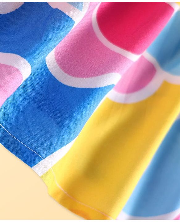 Pine Kids Rayon Woven Sleeveless Frock with Abstract Print - Light Blue