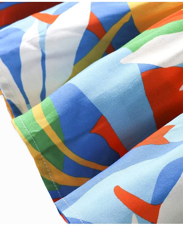 Pine Kids Rayon Woven Half Sleeves Printed Dress - Multicolor
