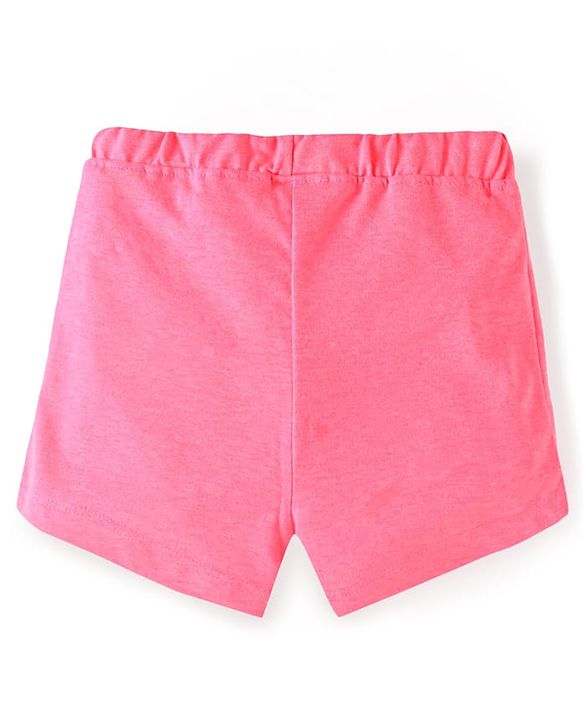 Babyhug Single Jersey Knit Sleeveless Top & Shorts Set With Parrot Print & Embroidery - Yellow & Pink