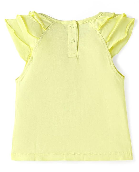 Babyhug Single Jersey Knit Sleeveless Top & Shorts Set With Parrot Print & Embroidery - Yellow & Pink