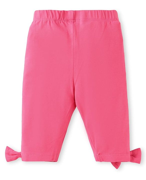 Babyhug Single Jersey Knit Frill Sleeves Floral Embroidered Top & Lounge Pant with Bow Applique - Blue & Pink