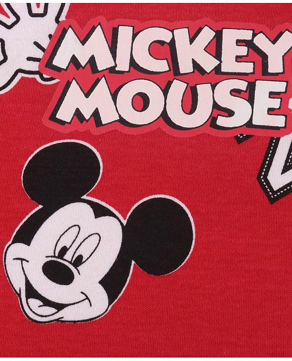 Babyhug Disney Interlock Knit Wash Clothes with Mickey Mouse Graphics Pack of 3 - Navy Blue Red & White