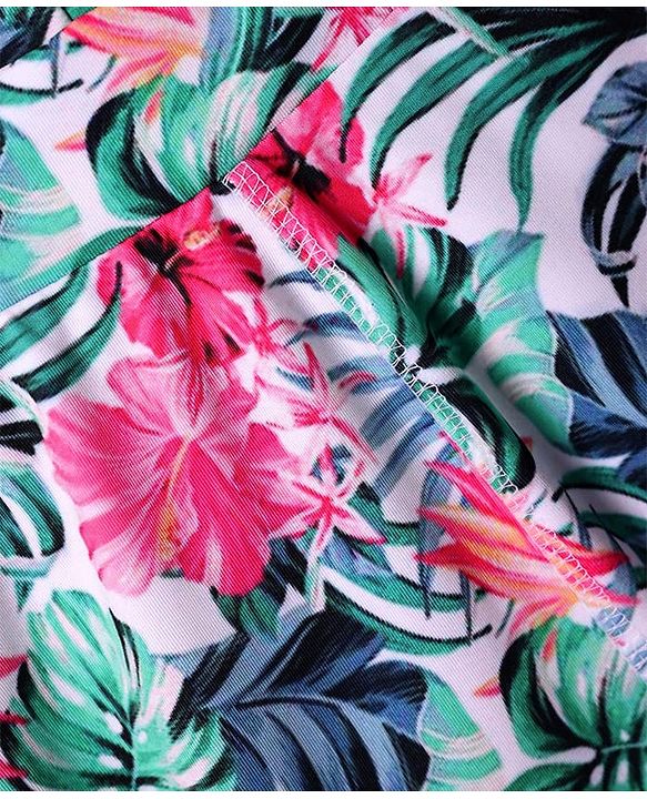 Pine Active Super Stretch Cycling Short with Floral Print - White