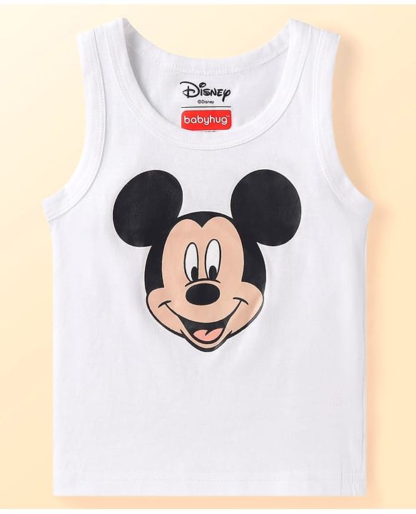 Babyhug Disney Interlock Knit Sleeveless Vests with Mickey Mouse Print Pack of 3 - Red White & Navy Blue